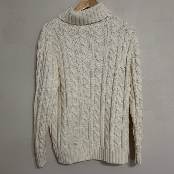 Lands End Corded Ivory Turtleneck Sweater Size M - Picture 3 of 6